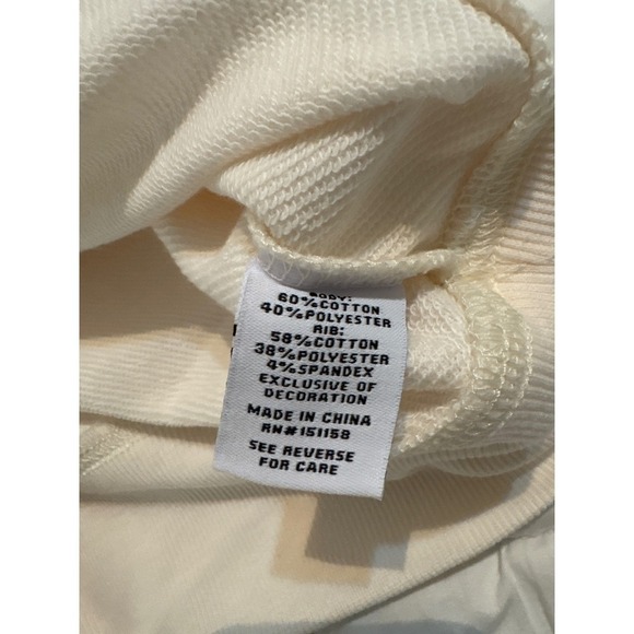 525 Womens XS Cream Sweatshirt Yellow Fringe Crew Neck Long Sleeve - Picture 7 of 7